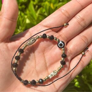 🖤🧿 St Jude & Our Lad Of Guadalupe Black Evil Eye Bracelet